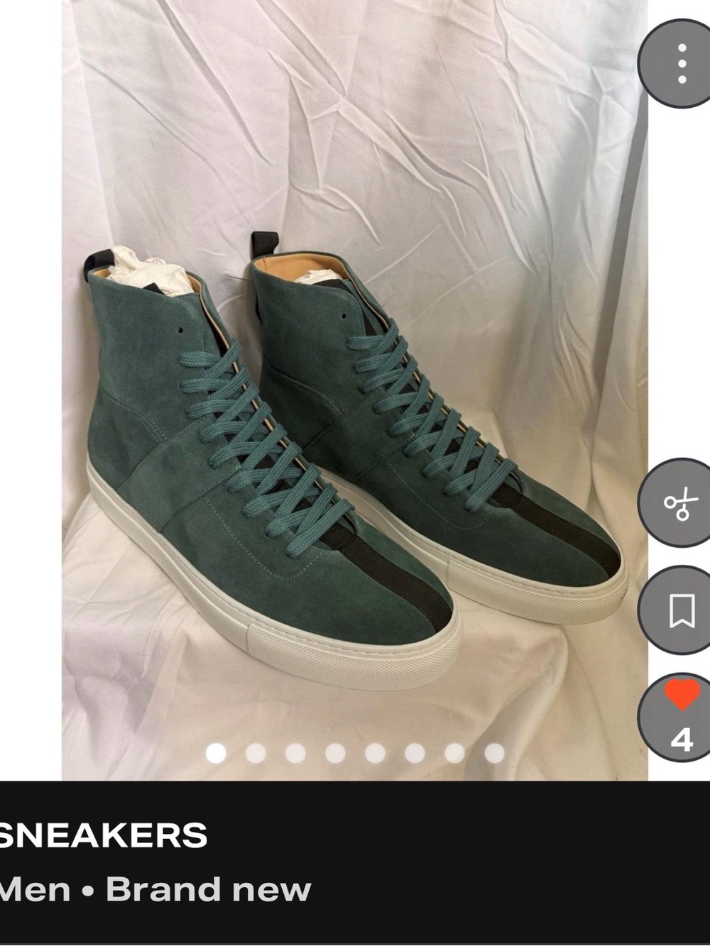 Men's High-Top Suede Sneakers in Teal with Black Stripe